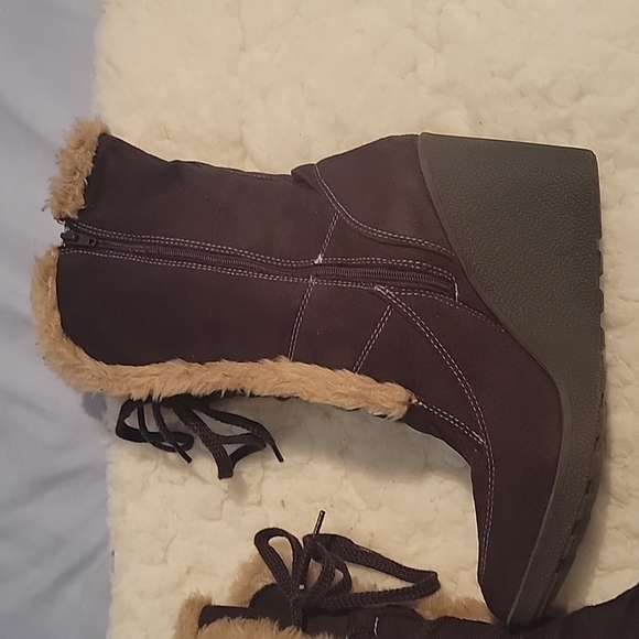 Route 66 suede n fur wedge boots 9 - Picture 6 of 12